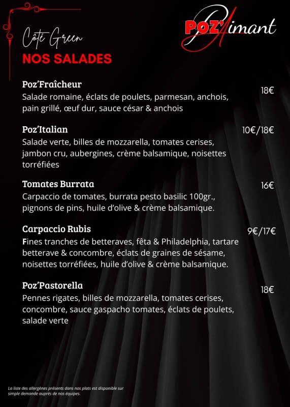 La Carte - Poz'Aimant - Restaurant Gilly-sur-Isère - restaurant ALBERTVILLE