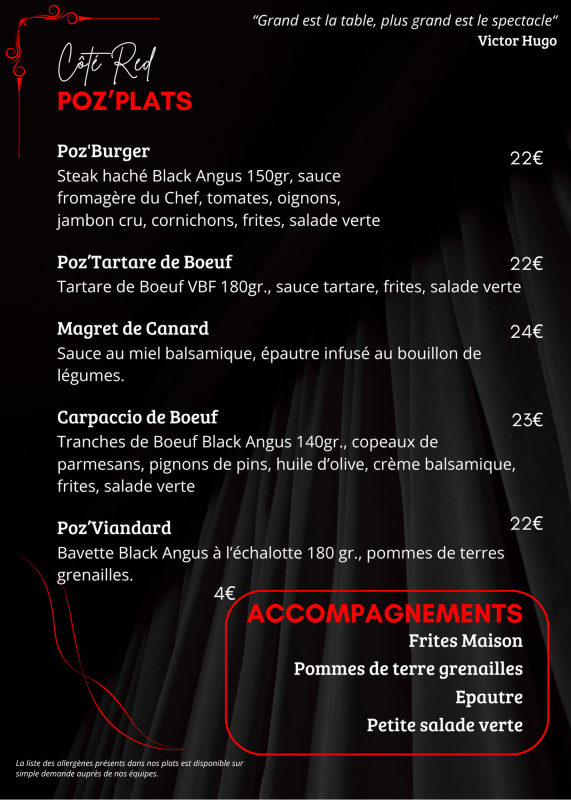 La Carte - Poz'Aimant - Restaurant Gilly-sur-Isère - bon restaurant GILLY-SUR-ISERE