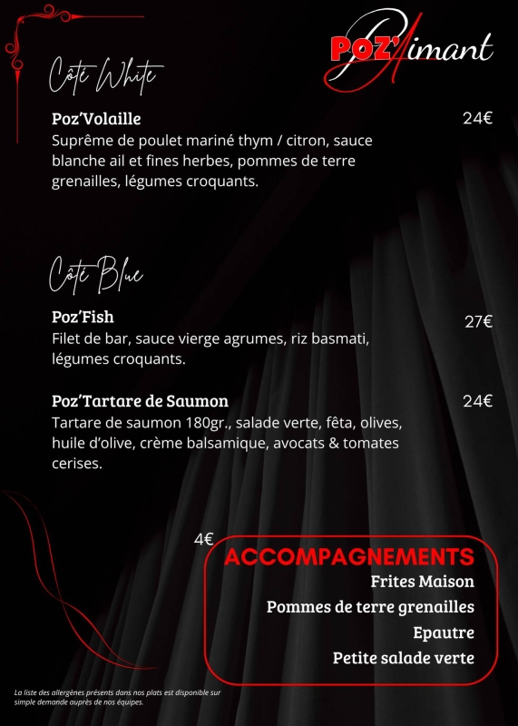 La Carte - Poz'Aimant - Restaurant Gilly-sur-Isère - restaurant a faire GILLY-SUR-ISERE