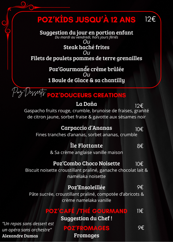 La Carte - Poz'Aimant - Restaurant Gilly-sur-Isère - restaurant a faire GILLY-SUR-ISERE